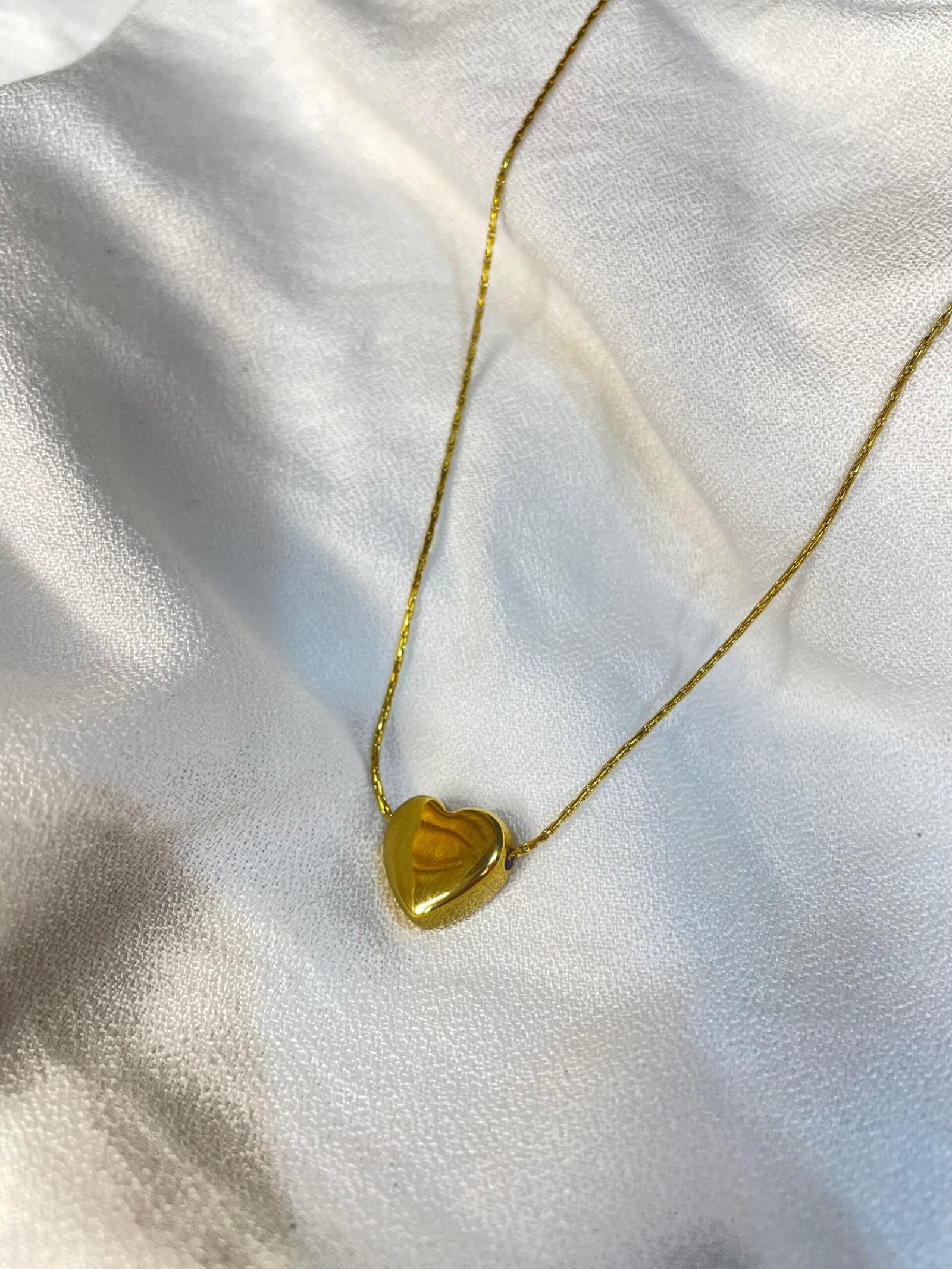 Golden Puff Heart Necklace - Image 2