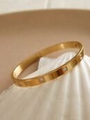 Gold Bangle Bracelet with Stone
