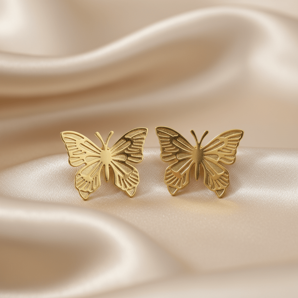 Gold-Plated Butterfly Stud Earrings
