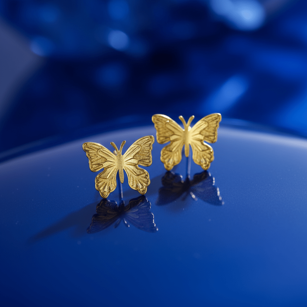 Gold-Plated Butterfly Stud Earrings - Image 3