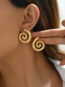 Spiral Gold Statement Earrings