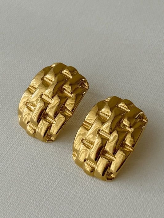 Textured Woven Hoop Earrings - Image 2