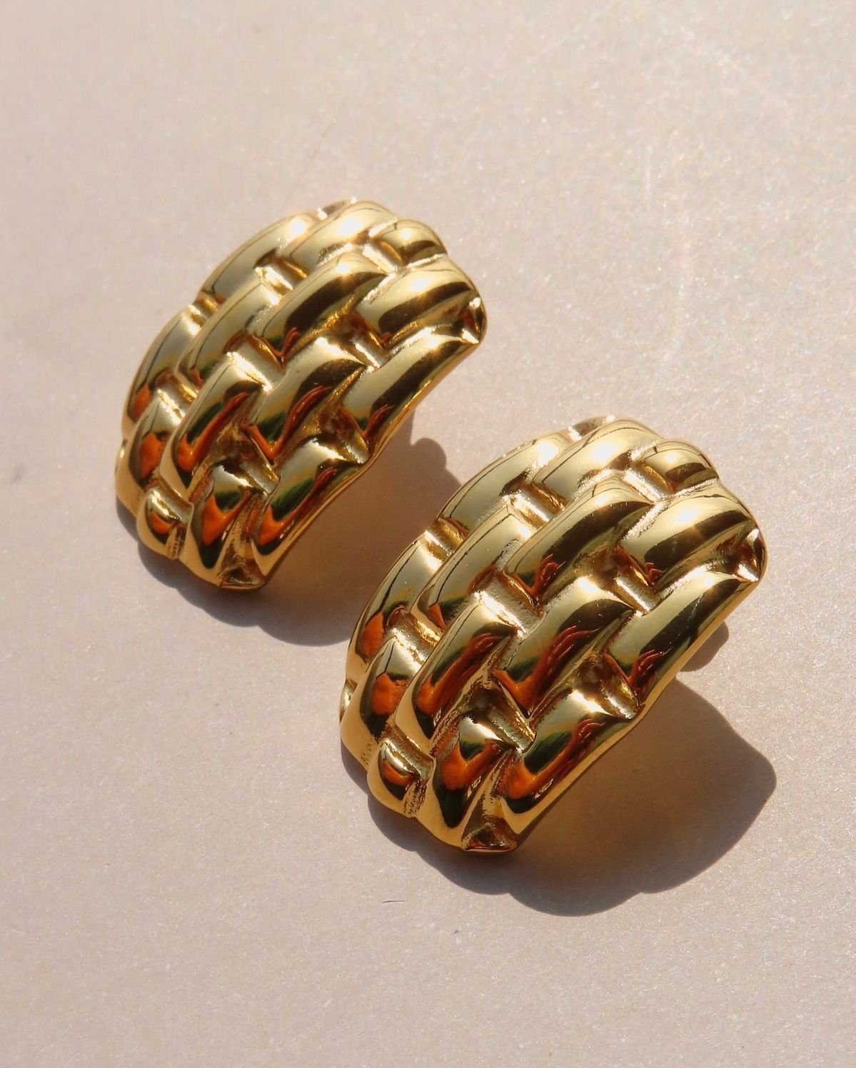 Textured Woven Hoop Earrings - Image 3