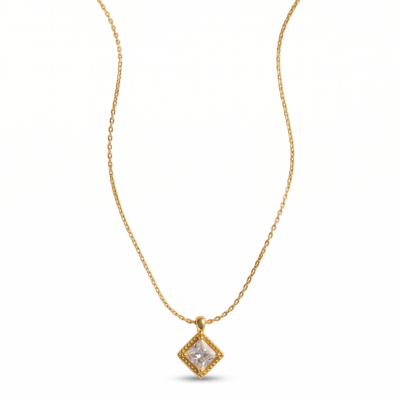 Diamond Pendant Necklace – 18k Gold-Plated CZ Charm