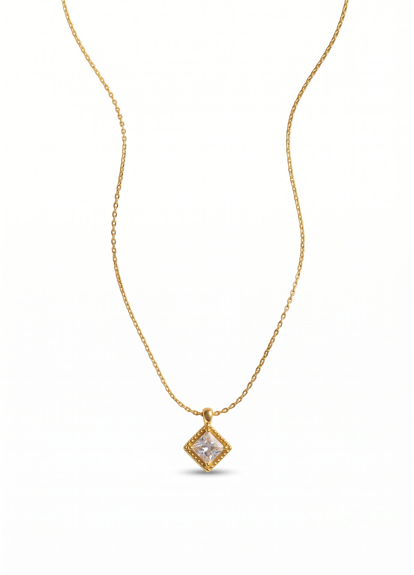 Diamond Pendant Necklace – 18k Gold-Plated CZ Charm