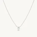 Silver necklace with pear-cut cubic zirconia solitaire pendant on chain