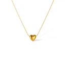 18k gold-plated puffy heart pendant on fine chain against white background