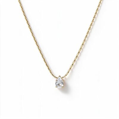 Dainty gold-tone necklace with teardrop crystal pendant
